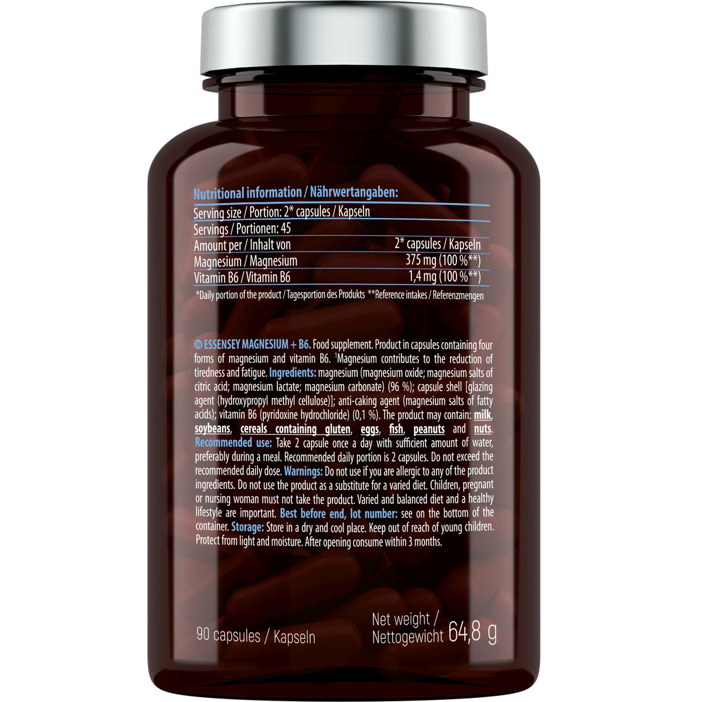 Magnesio + Vitamina B6 Essensey – Energía, Recuperación y Bienestar | Suplemento Natural