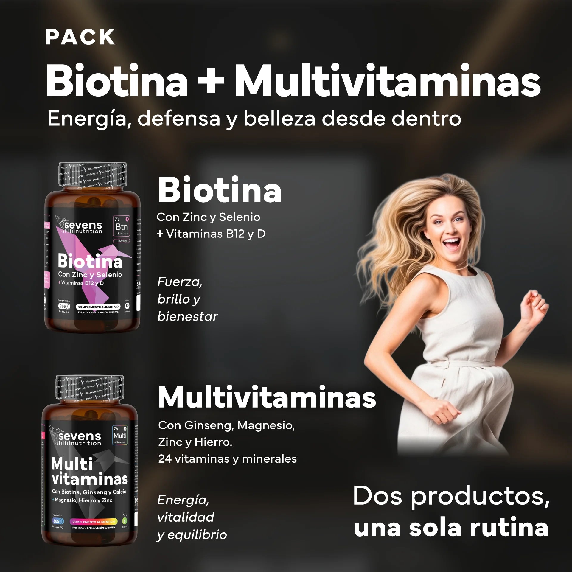 Pack Biotina 10.000 mcg + Multivitamínico – 365 Cápsulas | Cabello, Piel y Energía Vital