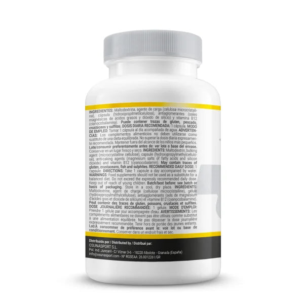 Vitamina B12 1000 mcg – 120 Cápsulas Vegetales | Energía, Sistema Nervioso e Inmunidad | MM Supplements