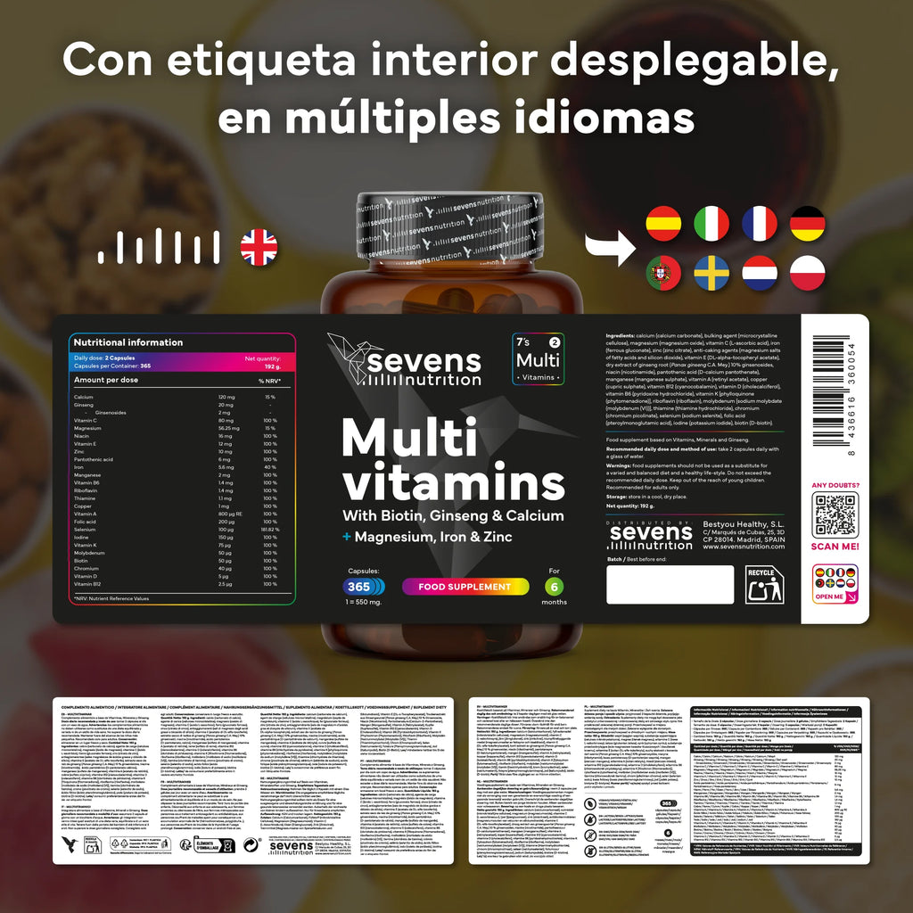 Pack Biotina 10.000 mcg + Multivitamínico – 365 Cápsulas | Cabello, Piel y Energía Vital