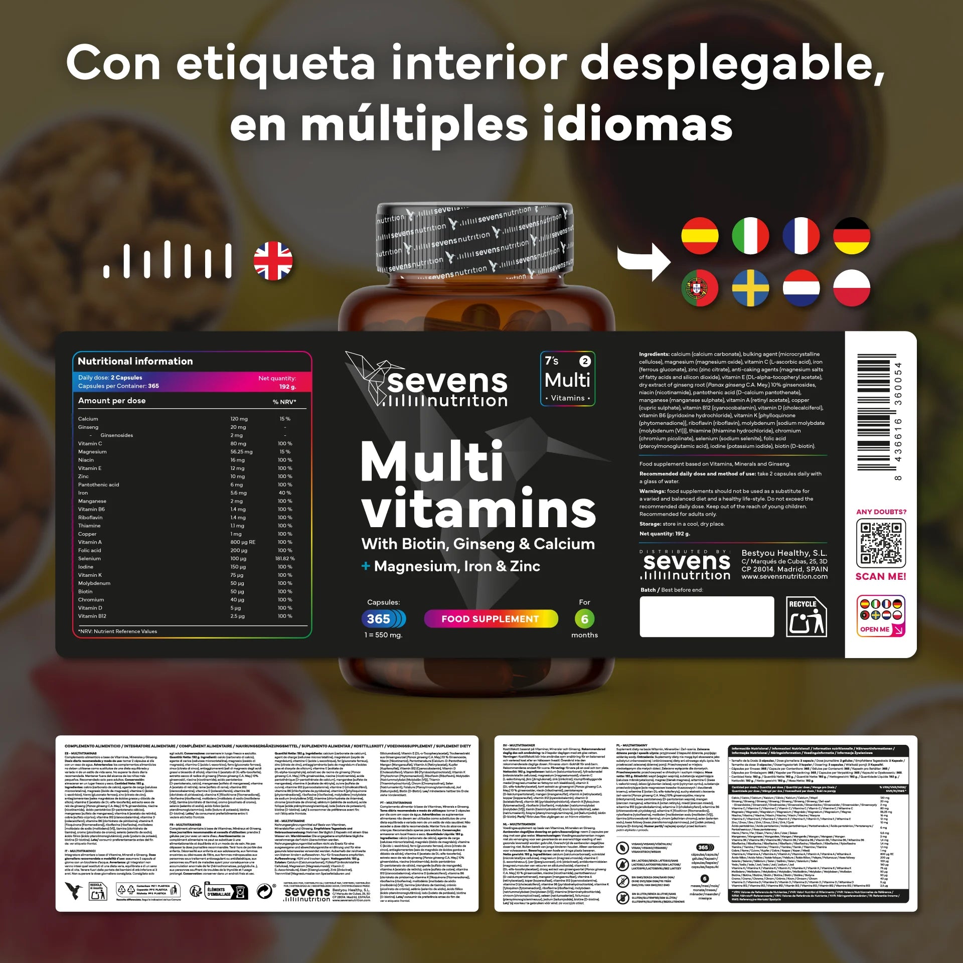 Pack Biotina 10.000 mcg + Multivitamínico – 365 Cápsulas | Cabello, Piel y Energía Vital
