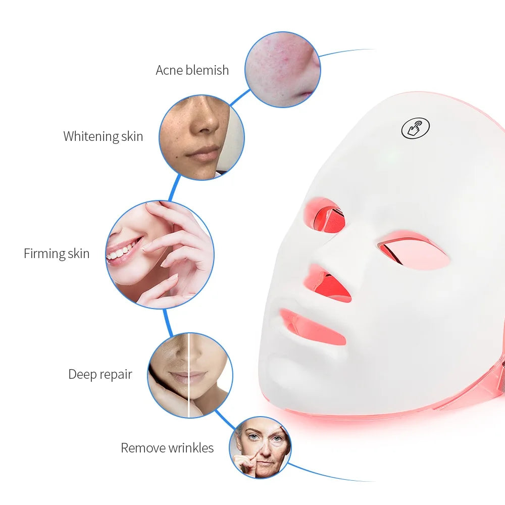 Máscara LED Facial Recargable – 7 Colores Fototerapia