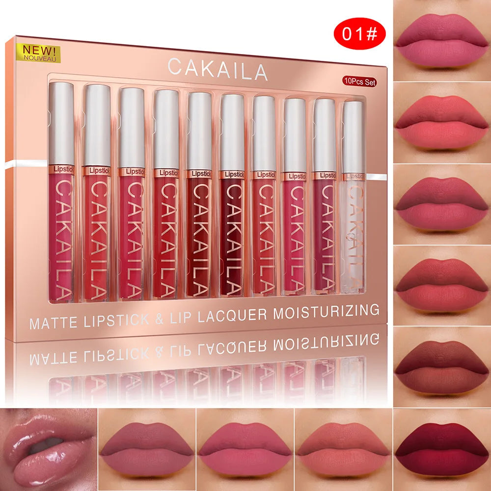 Set 10 Lip Gloss Nude Mate – Hidratante y Larga Duración
