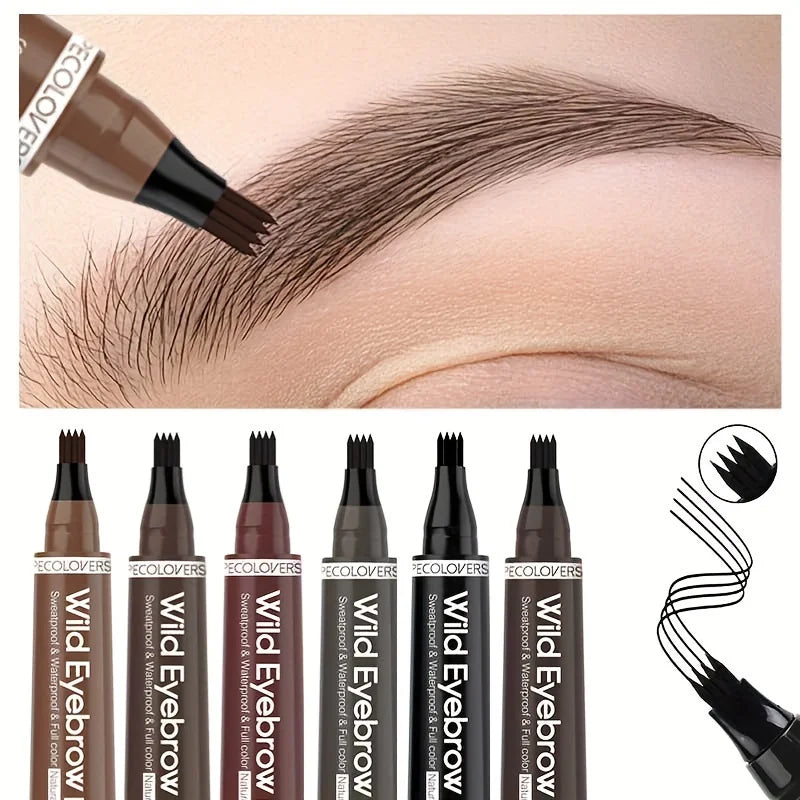 Lápiz de Cejas 4 Puntas Resistente al Agua – 6 Colores