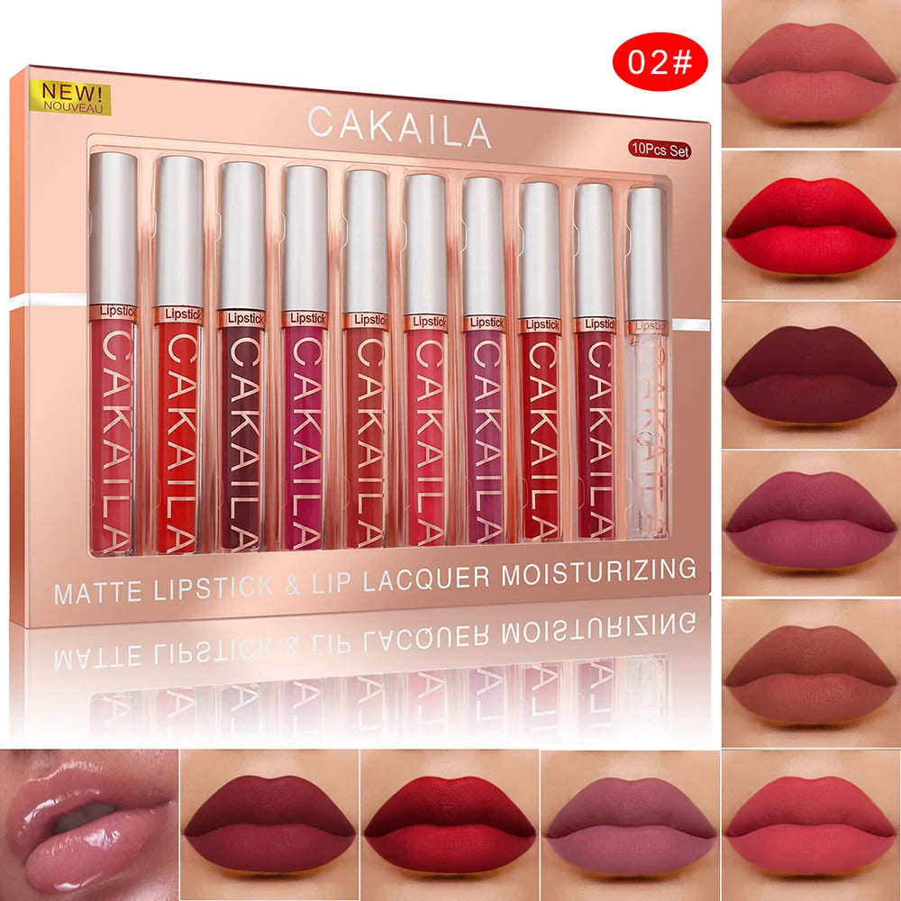 Set 10 Lip Gloss Nude Mate – Hidratante y Larga Duración