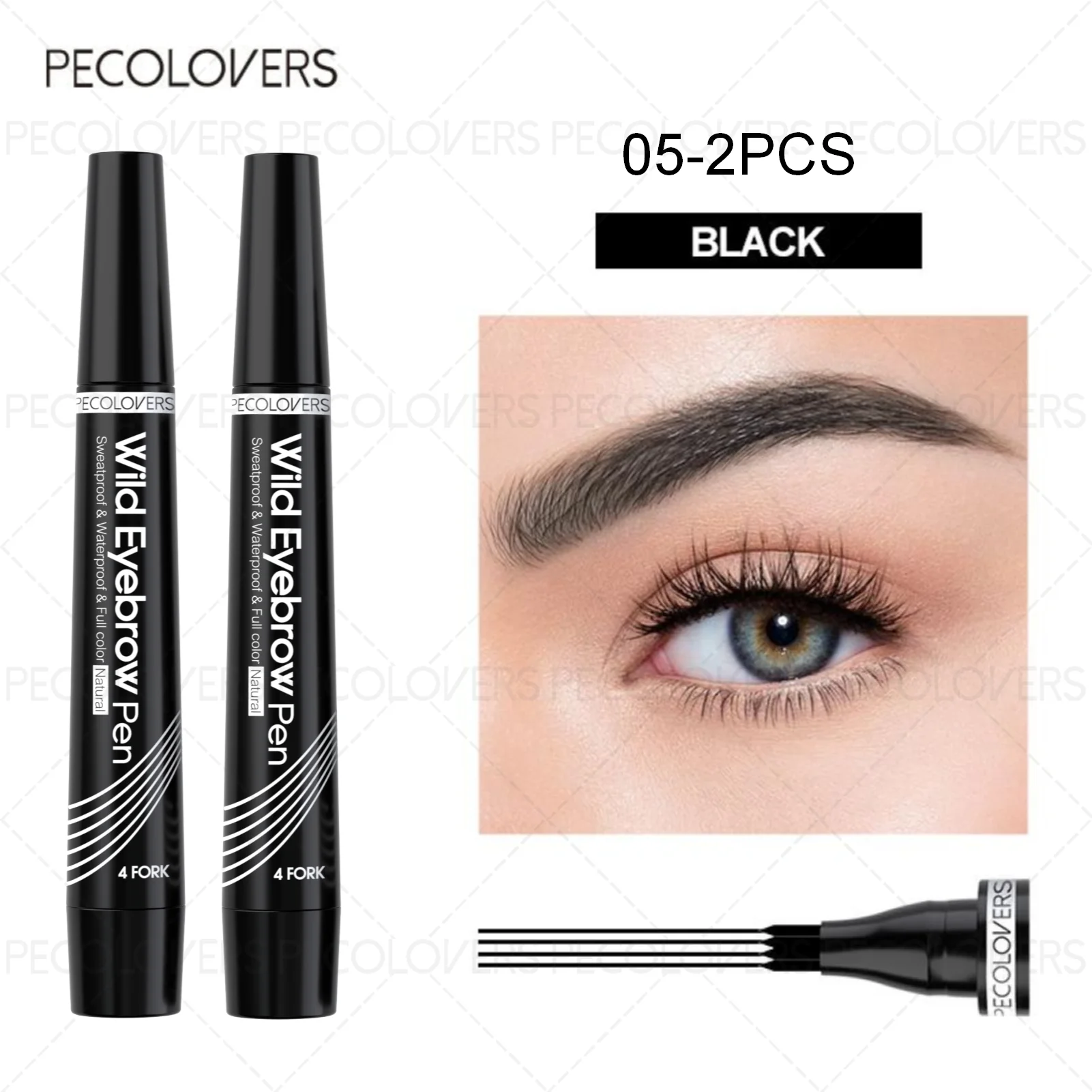 Lápiz de Cejas 4 Puntas Resistente al Agua – 6 Colores