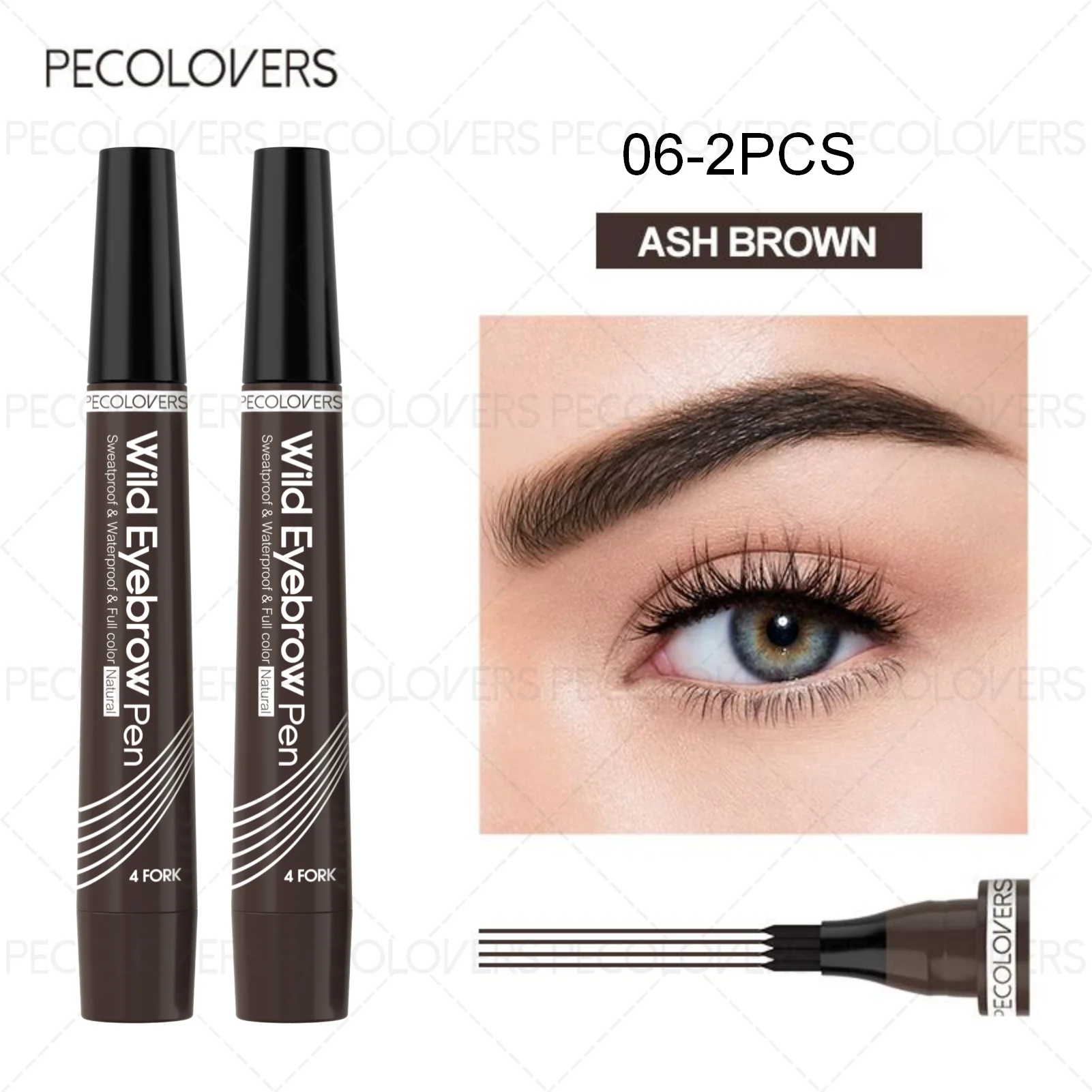 Lápiz de Cejas 4 Puntas Resistente al Agua – 6 Colores