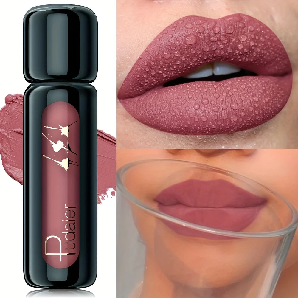 Lip Gloss Mate Aterciopelado – Larga Duración sin Pegajosidad