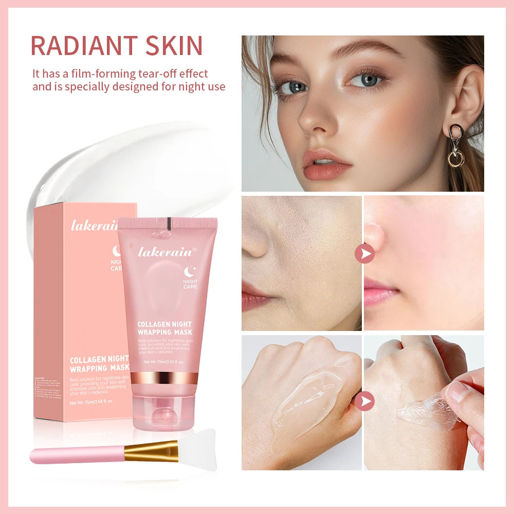 Mascarilla de Colágeno Coreana + Brocha – Hidratación y Luminosidad Nocturna