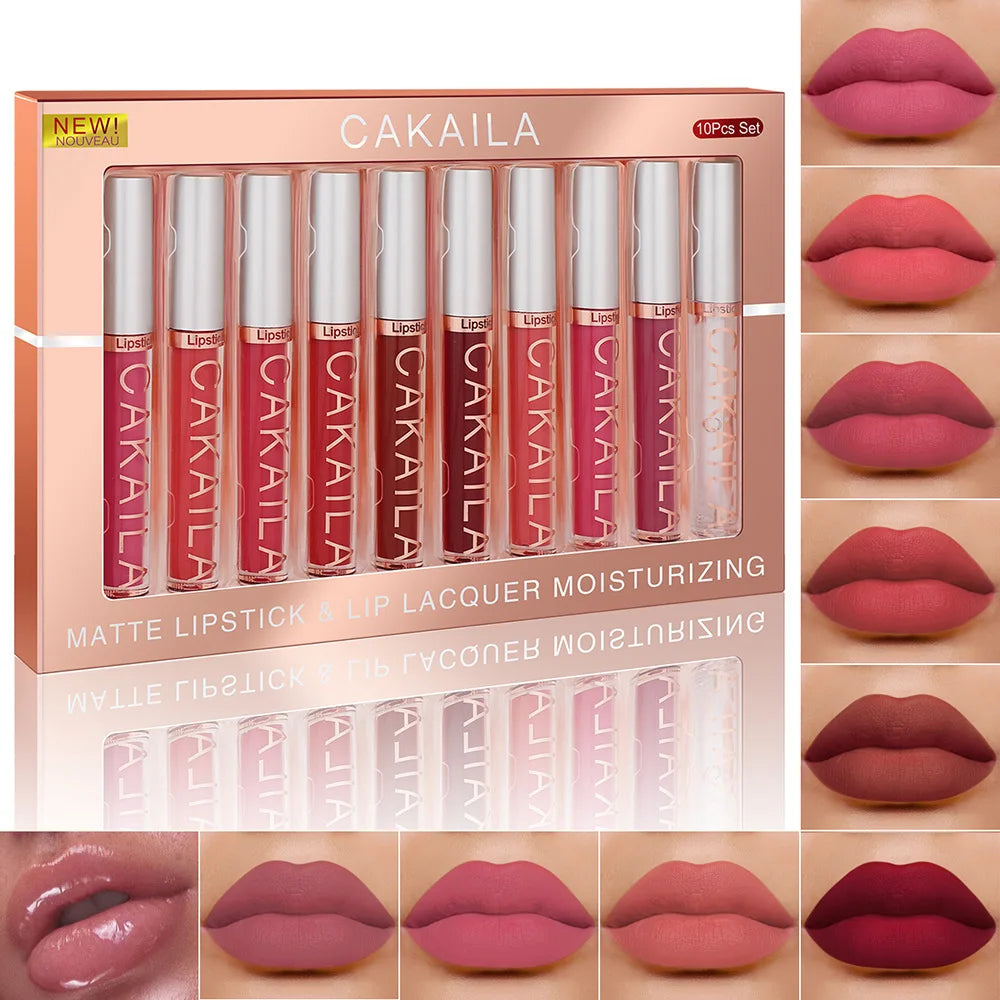 Set 10 Lip Gloss Nude Mate – Hidratante y Larga Duración