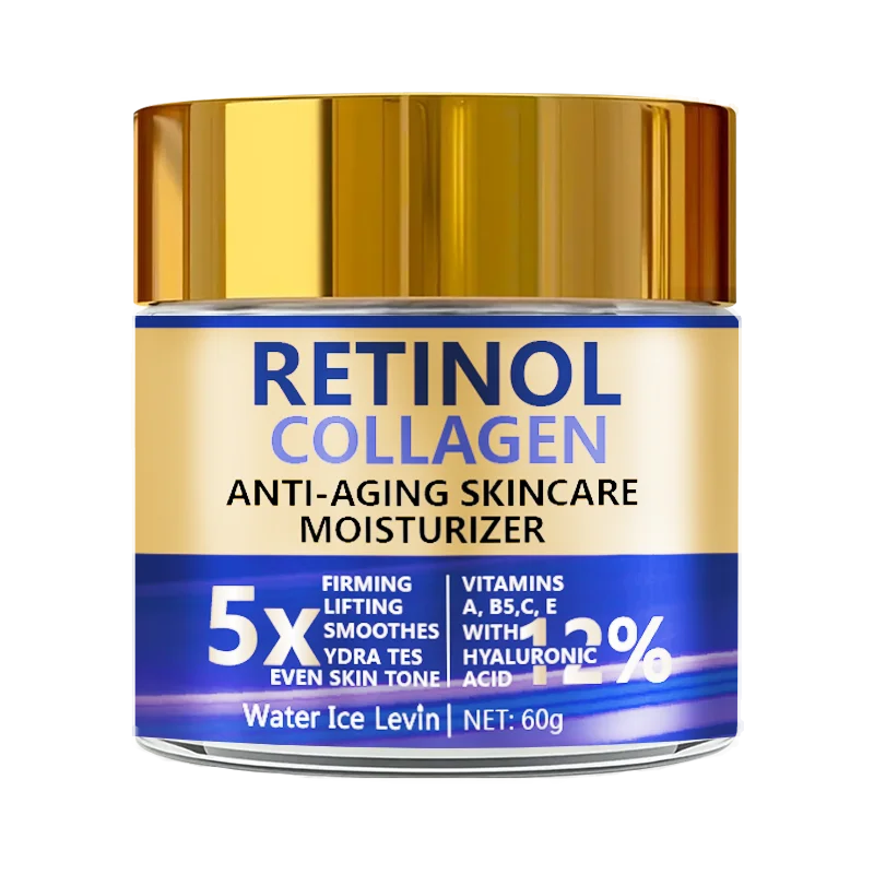 Crema Facial Retinol & Colágeno 60g – Antienvejecimiento con Ácido Hialurónico | Hidratante y Reafirmante (Especial patas de gallo)