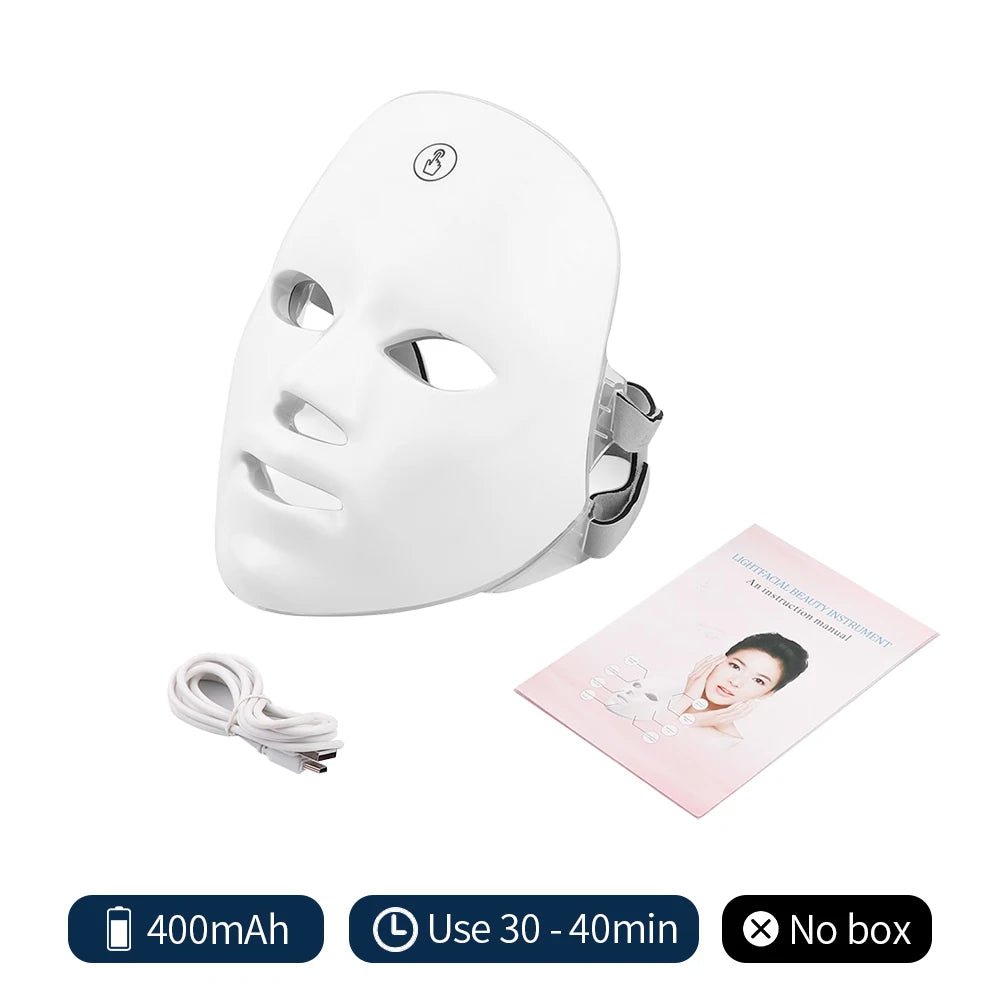 Máscara LED Facial Recargable – 7 Colores Fototerapia