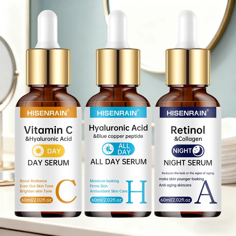 Dúo Sérum Vitamina C + Retinol + Ácido Hialurónico – Antienvejecimiento e Hidratación
