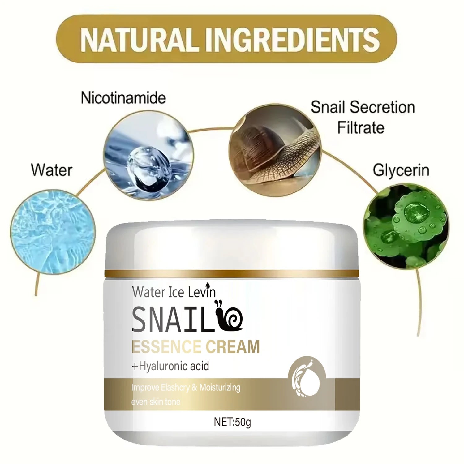 Crema Hidratante de Baba de Caracol – Niacinamida, Ácido Hialurónico y Vitamina E