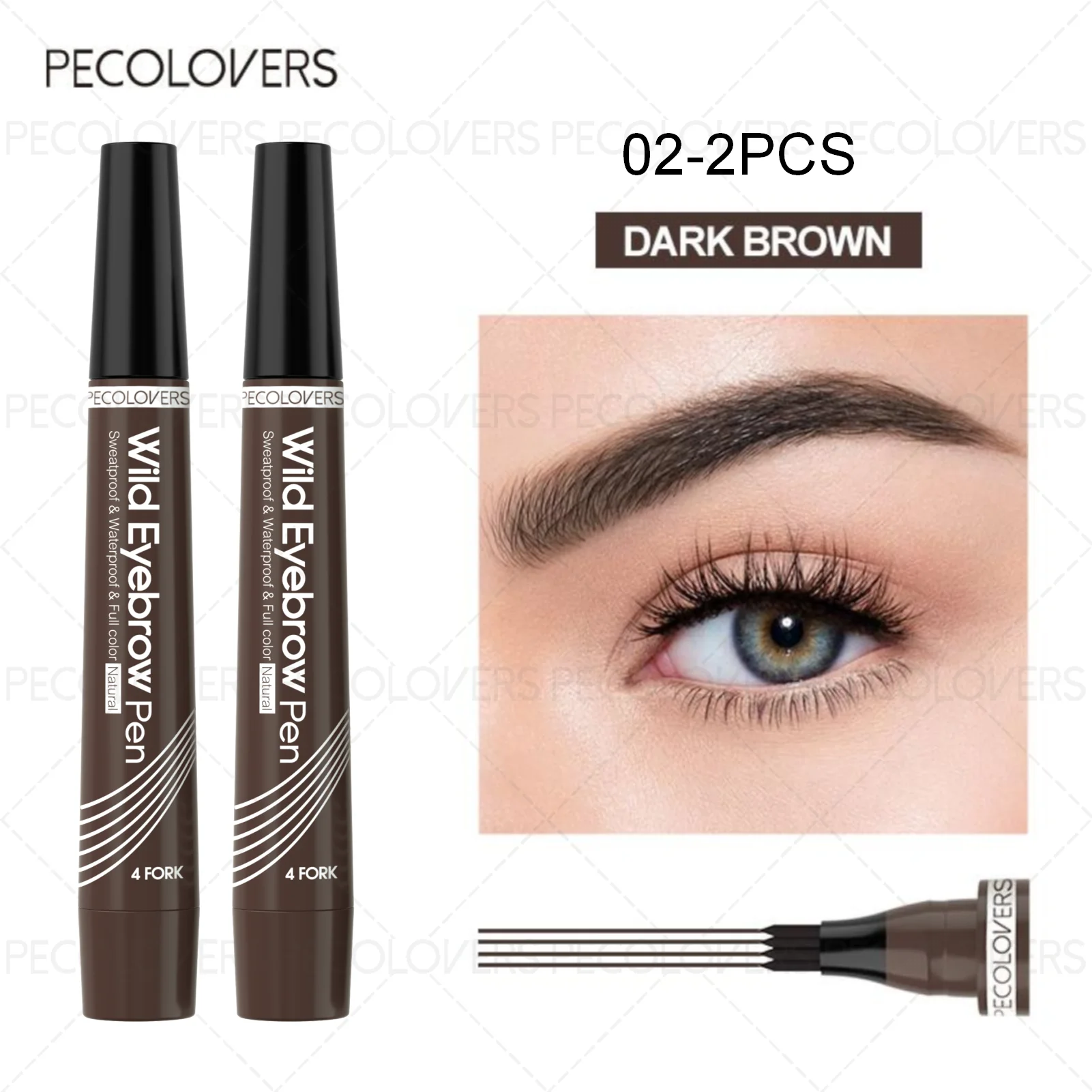 Lápiz de Cejas 4 Puntas Resistente al Agua – 6 Colores