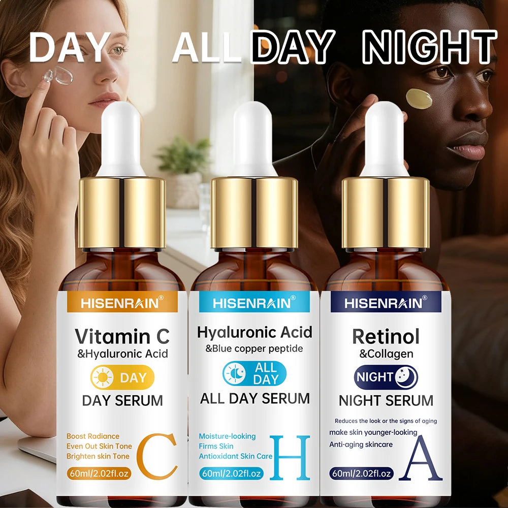 Dúo Sérum Vitamina C + Retinol + Ácido Hialurónico – Antienvejecimiento e Hidratación