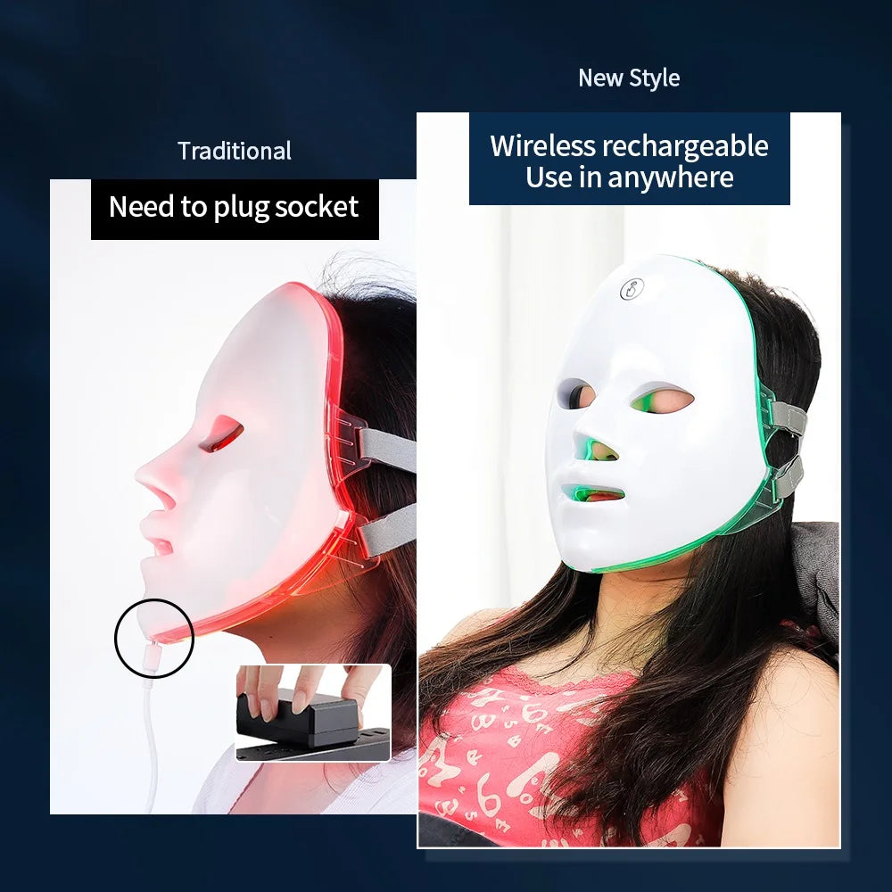 Máscara LED Facial Recargable – 7 Colores Fototerapia