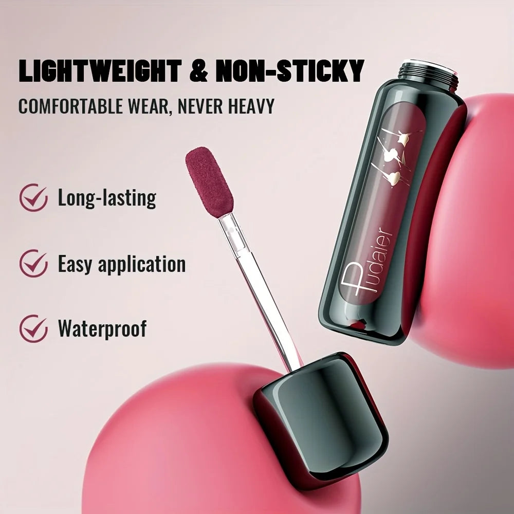 Lip Gloss Mate Aterciopelado – Larga Duración sin Pegajosidad