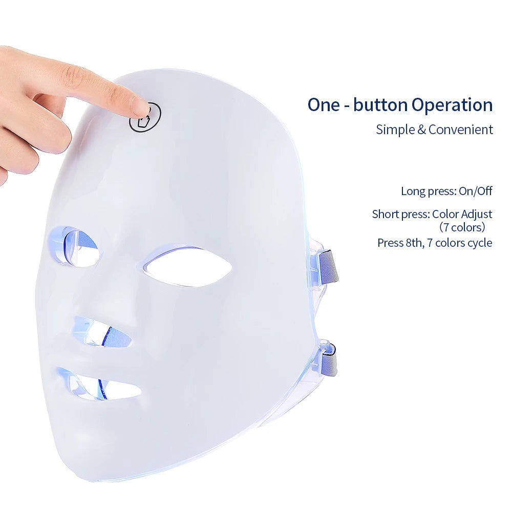 Máscara LED Facial Recargable – 7 Colores Fototerapia