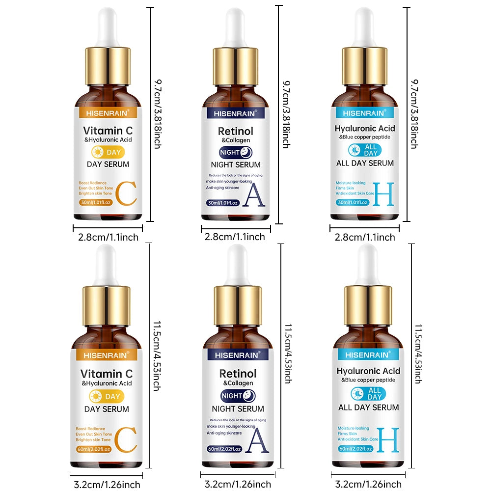 Dúo Sérum Vitamina C + Retinol + Ácido Hialurónico – Antienvejecimiento e Hidratación