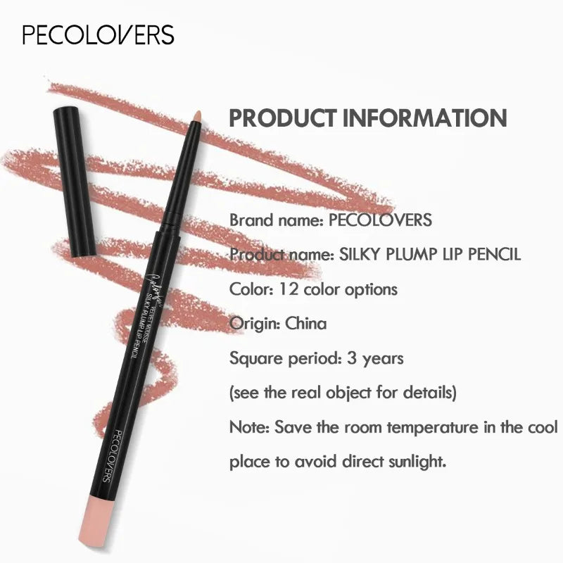 Delineador de Labios Mate Resistente al Agua – 12 Colores