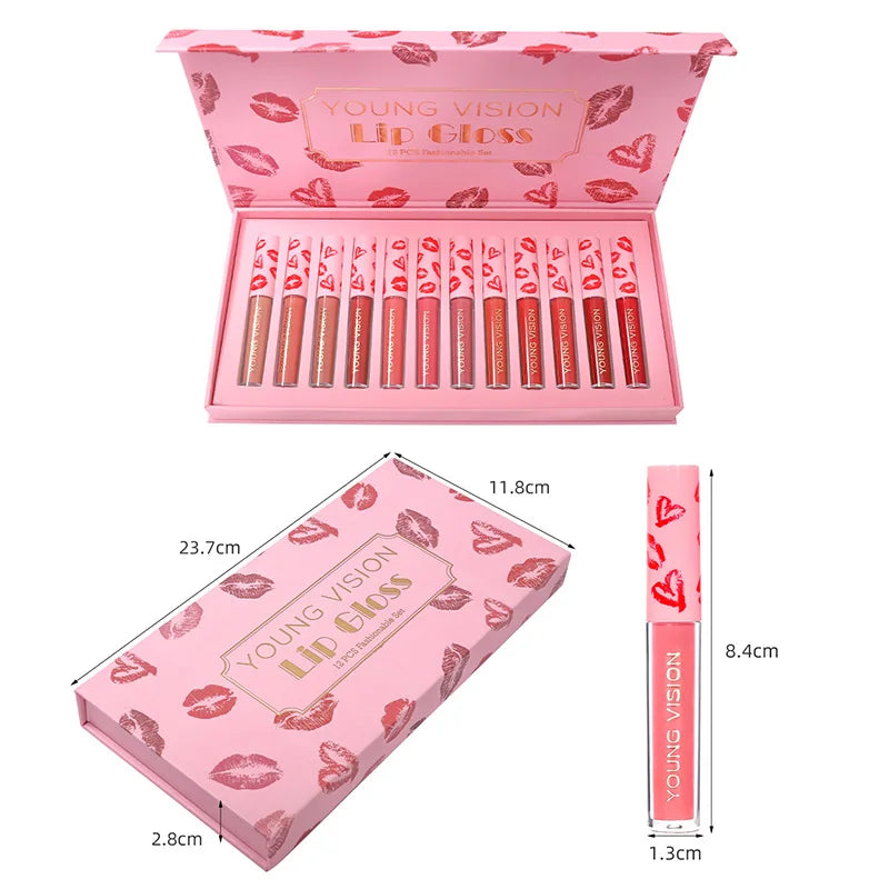 Set 10 Lip Gloss Nude Mate – Hidratante y Larga Duración