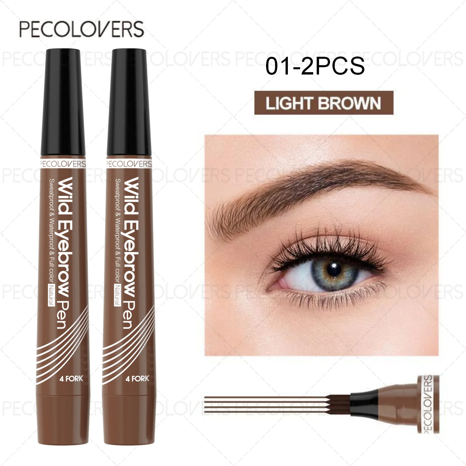Lápiz de Cejas 4 Puntas Resistente al Agua – 6 Colores