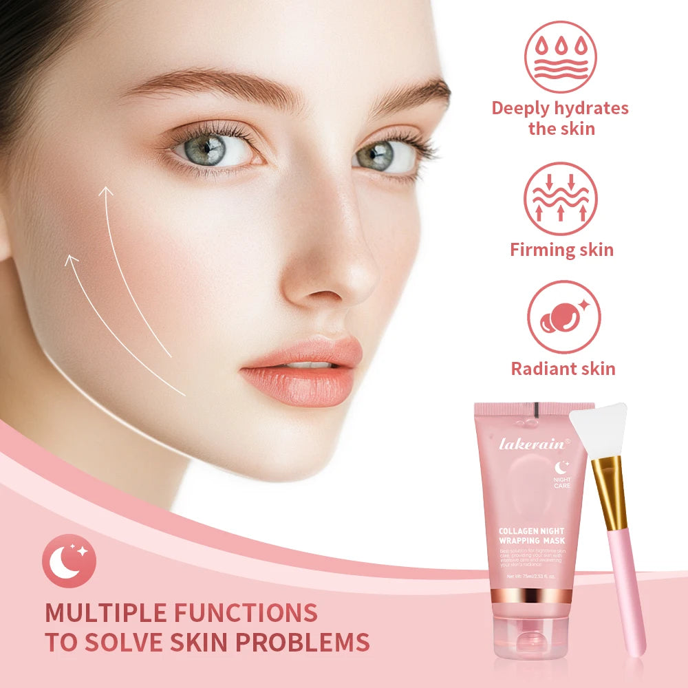 Mascarilla de Colágeno Coreana + Brocha – Hidratación y Luminosidad Nocturna